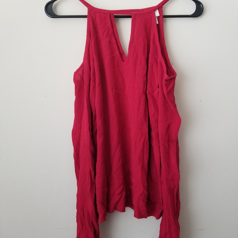 Cold-shoulder Long Sleeves Top